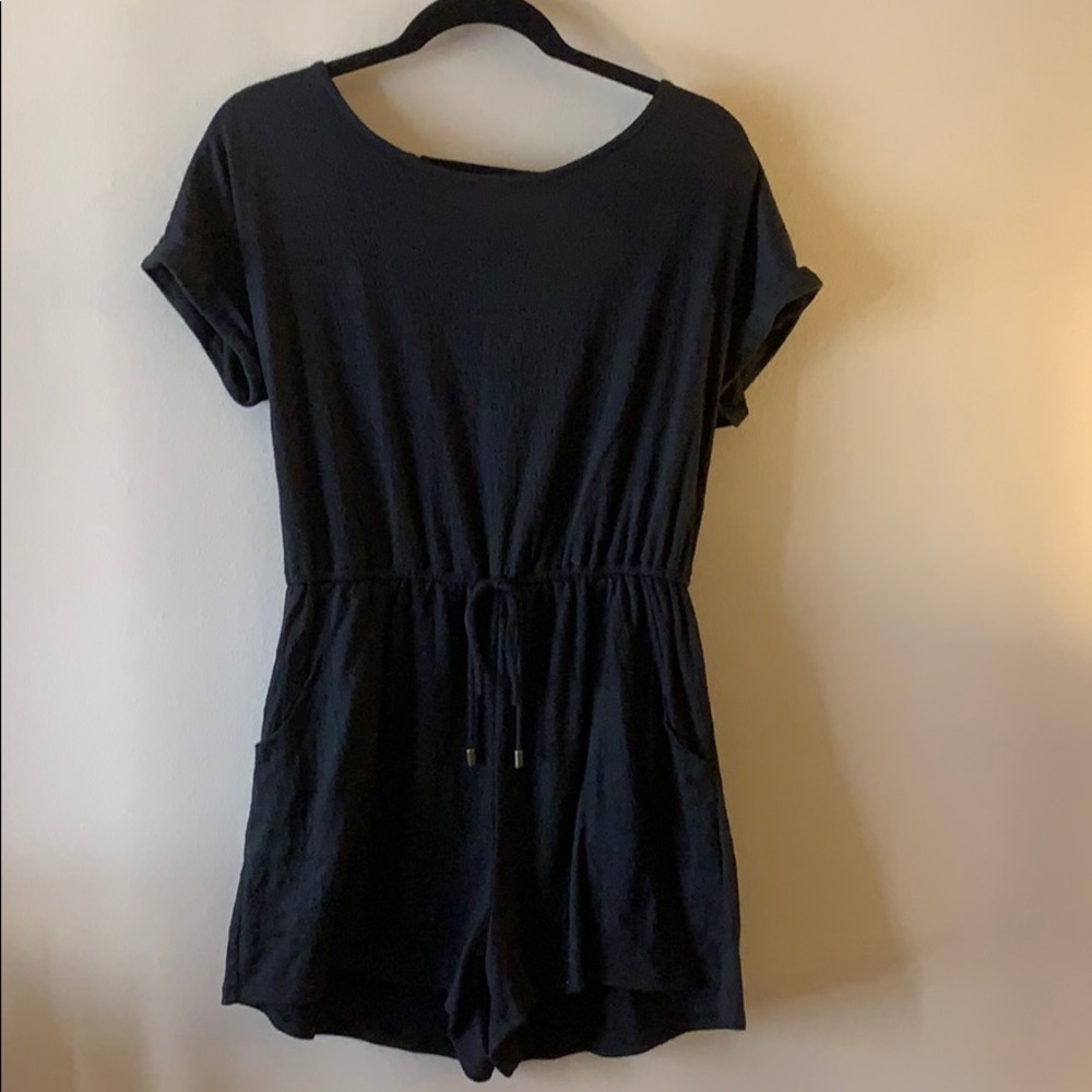 Short sleeve black romper